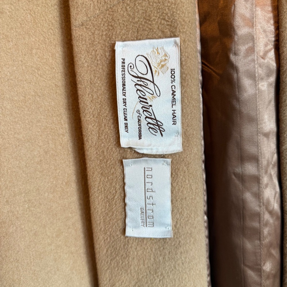 Vintage Fleurette 100% Camel Hair Coat Tan Longline ILGWU Nordstrom Minimalist L - Picture 12 of 16